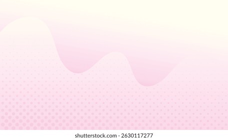 Arrière-plan abstrait minimaliste rose pastel avec des lignes ondulées lisses et des points en demi-teintes. Idéal pour les présentations, les moyennes sociales, le web design, la bannière, l'en-tête, l'espace de copie, le fond d'écran et les visuels de marque.