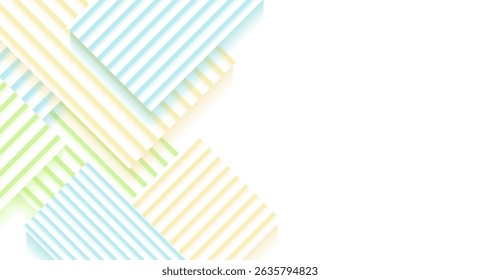 Minimale pastellfarbene Rechtecke mit bunten Streifen abstrakter geometrischer Hintergrund. Leuchtendes Vektordesign