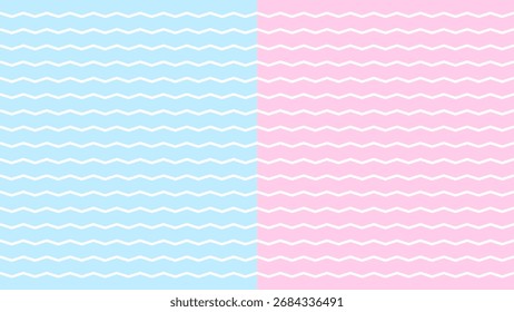 Minimal pastel zigzag pattern split into blue and pink halves, perfect for modern design, wallpaper or creative projects, vector illustration