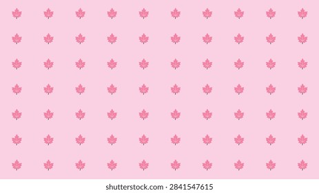 Minimal pattern with autumn maple leaf on pink background.