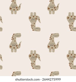 minimal pattern design with cute dinosaur drawing as vector for kids fashion