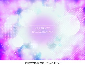 Minimal Pattern. Dynamic Flyer. Hologram Background. Round Ultraviolet Elements. Trendy Dots. Purple Space Shape. Gradient Design. Retro Banner. Violet Minimal Pattern