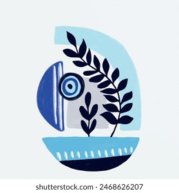 minimal pattern with evil eye beads