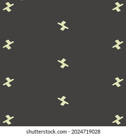 Minimal pattern with some abstract symbols or signs, arranged centrally and on the edges. Made in black and white.