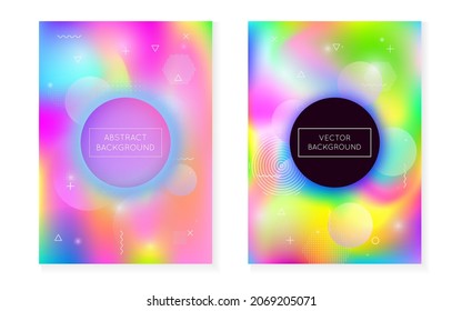 Minimal Pattern. Violet Space Background. Retro Banner. Summer Dots. Gradient Fluid. Trendy Flyer. Magic Multicolor Magazine. Rainbow Shape. Blue Minimal Pattern