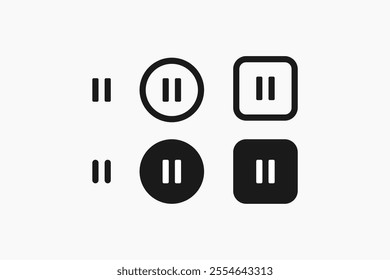 minimal pause icons – line and flat set