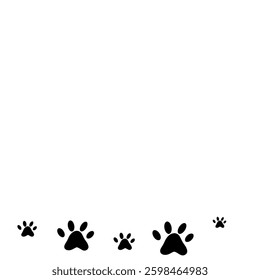 Minimal Paw Print Border Vector Illustration