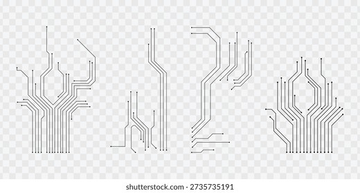 Minimal PCB circuit line set isolated on transparent background for technology design - Powered by Shutterstock - Get 15% off with code: PIKWIZARD15