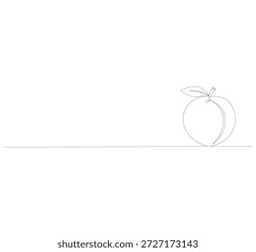 Dibujo de línea continua de melocotón mínimo, Ilustración vectorial de contorno editable sobre fondo blanco