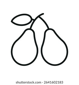 Minimal pear icon in line style, great for healthy food apps or nutrition visuals.