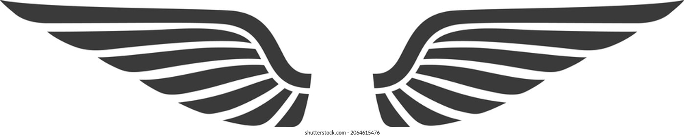 Minimal Pegasus Wings Abstract Black Badge Vector Illustration