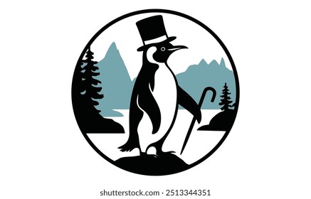 logotipo mínimo pinguim, fundo branco 