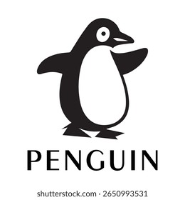 Logotipo mínimo do pinguim - Design limpo da silhueta do vetor do pássaro do pinguim permanente, ideal para marcas de inverno, produtos de crianças, temas da vida selvagem, logotipos do eco, ícones do clima frio e etiquetas de roupa