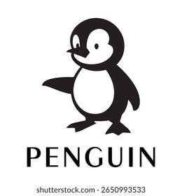 Logotipo mínimo do pinguim - Design limpo da silhueta do vetor do pássaro do pinguim permanente, ideal para marcas de inverno, produtos de crianças, temas da vida selvagem, logotipos do eco, ícones do clima frio e etiquetas de roupa