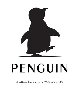 Logotipo mínimo do pinguim - Design limpo da silhueta do vetor do pássaro do pinguim permanente, ideal para marcas de inverno, produtos de crianças, temas da vida selvagem, logotipos do eco, ícones do clima frio e etiquetas de roupa