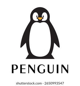 Logotipo mínimo do pinguim - Design limpo da silhueta do vetor do pássaro do pinguim permanente, ideal para marcas de inverno, produtos de crianças, temas da vida selvagem, logotipos do eco, ícones do clima frio e etiquetas de roupa