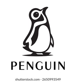 Minimal Penguin Logo – Clean Vector Silhouette Design of Standing Penguin Bird, Ideal for Winter Brands, Kids Products, Wildlife Themes, Eco Logos, Cold Climate Icons, and Clothing Labels