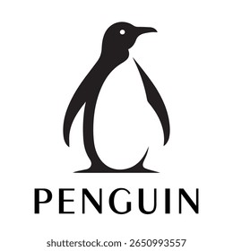 Logotipo mínimo do pinguim - Design limpo da silhueta do vetor do pássaro do pinguim permanente, ideal para marcas de inverno, produtos de crianças, temas da vida selvagem, logotipos do eco, ícones do clima frio e etiquetas de roupa
