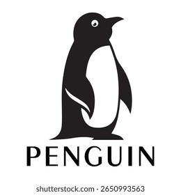 Logotipo mínimo do pinguim - Design limpo da silhueta do vetor do pássaro do pinguim permanente, ideal para marcas de inverno, produtos de crianças, temas da vida selvagem, logotipos do eco, ícones do clima frio e etiquetas de roupa