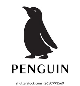 Logotipo mínimo do pinguim - Design limpo da silhueta do vetor do pássaro do pinguim permanente, ideal para marcas de inverno, produtos de crianças, temas da vida selvagem, logotipos do eco, ícones do clima frio e etiquetas de roupa