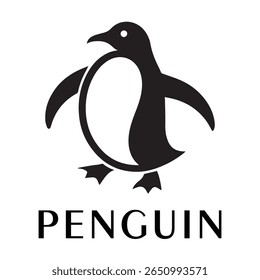 Logotipo mínimo do pinguim - Design limpo da silhueta do vetor do pássaro do pinguim permanente, ideal para marcas de inverno, produtos de crianças, temas da vida selvagem, logotipos do eco, ícones do clima frio e etiquetas de roupa