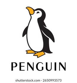 Logotipo mínimo do pinguim - Design limpo da silhueta do vetor do pássaro do pinguim permanente, ideal para marcas de inverno, produtos de crianças, temas da vida selvagem, logotipos do eco, ícones do clima frio e etiquetas de roupa