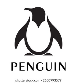 Logotipo mínimo do pinguim - Design limpo da silhueta do vetor do pássaro do pinguim permanente, ideal para marcas de inverno, produtos de crianças, temas da vida selvagem, logotipos do eco, ícones do clima frio e etiquetas de roupa