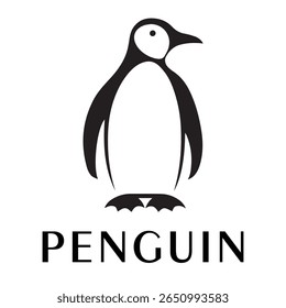 Logotipo mínimo do pinguim - Design limpo da silhueta do vetor do pássaro do pinguim permanente, ideal para marcas de inverno, produtos de crianças, temas da vida selvagem, logotipos do eco, ícones do clima frio e etiquetas de roupa