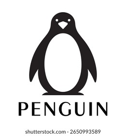 Logotipo mínimo do pinguim - Design limpo da silhueta do vetor do pássaro do pinguim permanente, ideal para marcas de inverno, produtos de crianças, temas da vida selvagem, logotipos do eco, ícones do clima frio e etiquetas de roupa