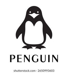 Logotipo mínimo do pinguim - Design limpo da silhueta do vetor do pássaro do pinguim permanente, ideal para marcas de inverno, produtos de crianças, temas da vida selvagem, logotipos do eco, ícones do clima frio e etiquetas de roupa