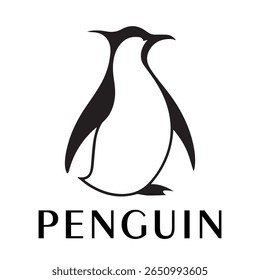 Logotipo mínimo do pinguim - Design limpo da silhueta do vetor do pássaro do pinguim permanente, ideal para marcas de inverno, produtos de crianças, temas da vida selvagem, logotipos do eco, ícones do clima frio e etiquetas de roupa