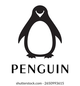 Logotipo mínimo do pinguim - Design limpo da silhueta do vetor do pássaro do pinguim permanente, ideal para marcas de inverno, produtos de crianças, temas da vida selvagem, logotipos do eco, ícones do clima frio e etiquetas de roupa