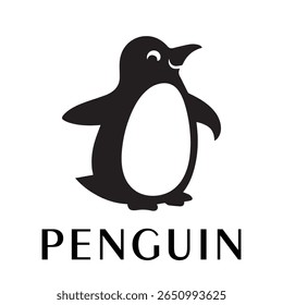 Logotipo mínimo do pinguim - Design limpo da silhueta do vetor do pássaro do pinguim permanente, ideal para marcas de inverno, produtos de crianças, temas da vida selvagem, logotipos do eco, ícones do clima frio e etiquetas de roupa