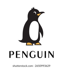Logotipo mínimo do pinguim - Design limpo da silhueta do vetor do pássaro do pinguim permanente, ideal para marcas de inverno, produtos de crianças, temas da vida selvagem, logotipos do eco, ícones do clima frio e etiquetas de roupa