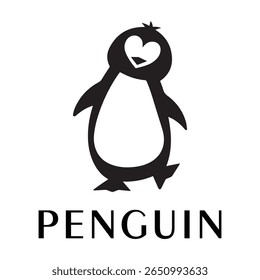 Logotipo mínimo do pinguim - Design limpo da silhueta do vetor do pássaro do pinguim permanente, ideal para marcas de inverno, produtos de crianças, temas da vida selvagem, logotipos do eco, ícones do clima frio e etiquetas de roupa