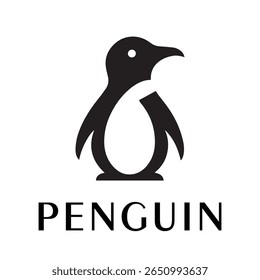 Logotipo mínimo do pinguim - Design limpo da silhueta do vetor do pássaro do pinguim permanente, ideal para marcas de inverno, produtos de crianças, temas da vida selvagem, logotipos do eco, ícones do clima frio e etiquetas de roupa