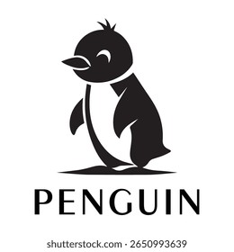 Logotipo mínimo do pinguim - Design limpo da silhueta do vetor do pássaro do pinguim permanente, ideal para marcas de inverno, produtos de crianças, temas da vida selvagem, logotipos do eco, ícones do clima frio e etiquetas de roupa
