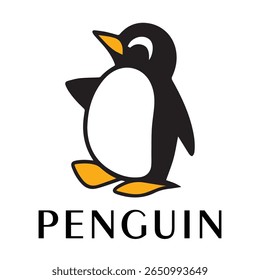 Logotipo mínimo do pinguim - Design limpo da silhueta do vetor do pássaro do pinguim permanente, ideal para marcas de inverno, produtos de crianças, temas da vida selvagem, logotipos do eco, ícones do clima frio e etiquetas de roupa