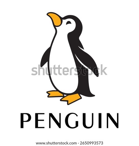 Minimal Penguin Logo – Clean Vector Silhouette Design of Standing Penguin Bird, Ideal for Winter Brands, Kids Products, Wildlife Themes, Eco Logos, Cold Climate Icons, and Clothing Labels