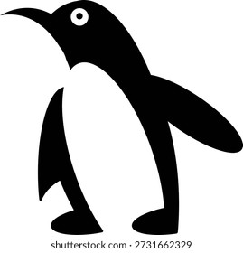 Icono de Vector de silueta de pingüino mínimo – lindo diseño plano de pájaro antártico