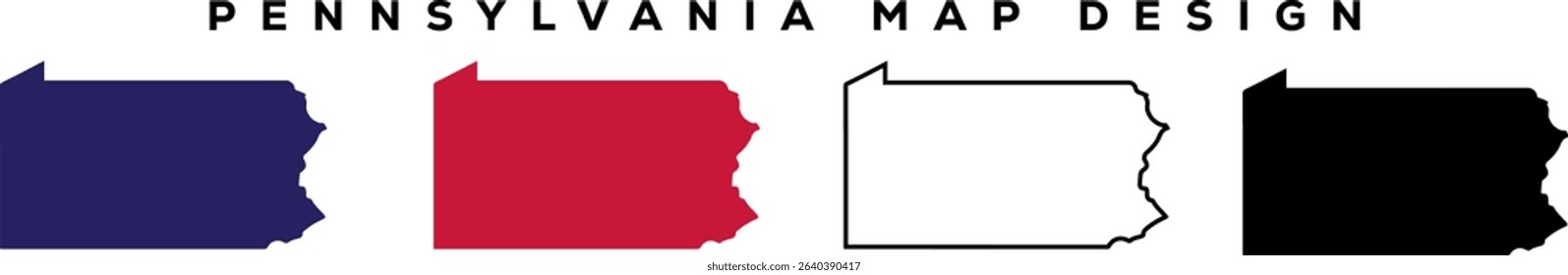 Minimal pennsylvania State Outline , Line Art Map Silhouette