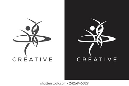 Minimal people dna vector logo. logo. Genetic and man logo