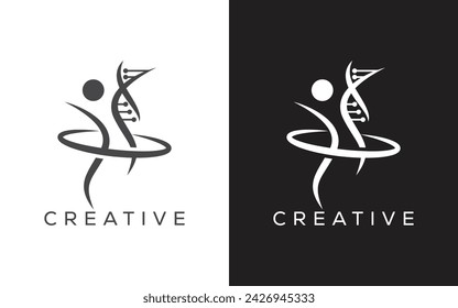 Minimal people dna vector logo. logo. Genetic and man logo