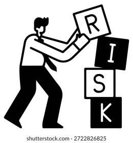 Icono mínimo del Vector de la gestión de riesgo de la gente aislado en blanco