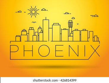 Minimal Phoenix City Linear Skyline with Typographic Design
