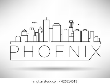 Minimal Phoenix City Linear Skyline with Typographic Design