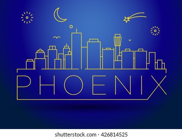 Minimal Phoenix City Linear Skyline with Typographic Design