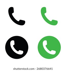 Minimal Phone Call Icon Set in Black and Green