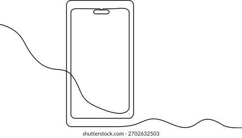 Minimal phone outline drawing in continuous line style