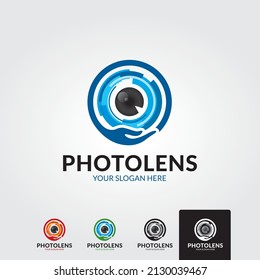minimal photo lens logo template - vector 